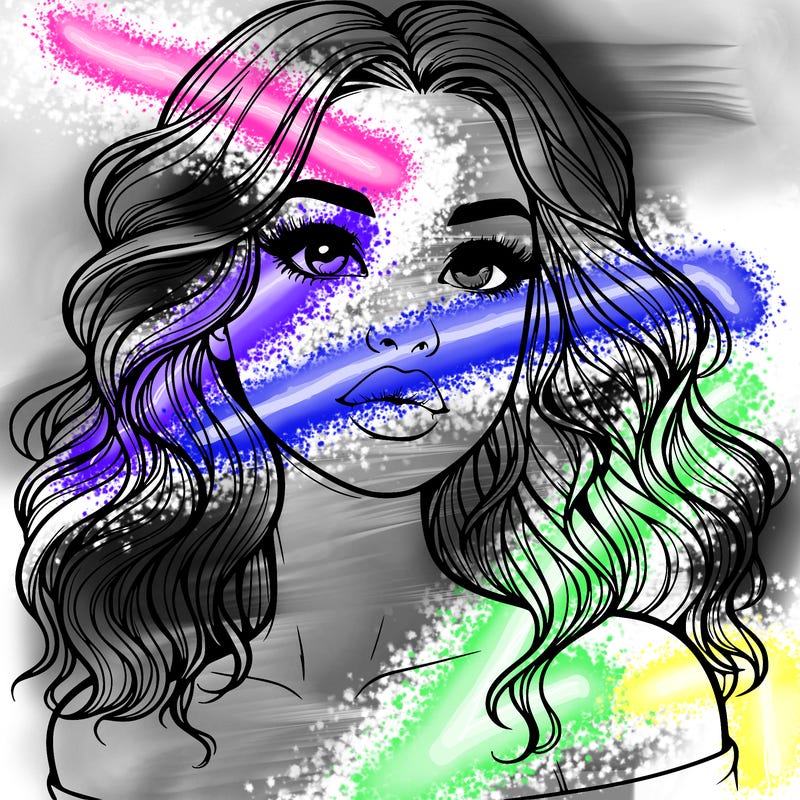 realistic girl with wavy hair and lips