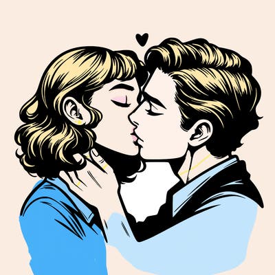 kiss between two people realistic
