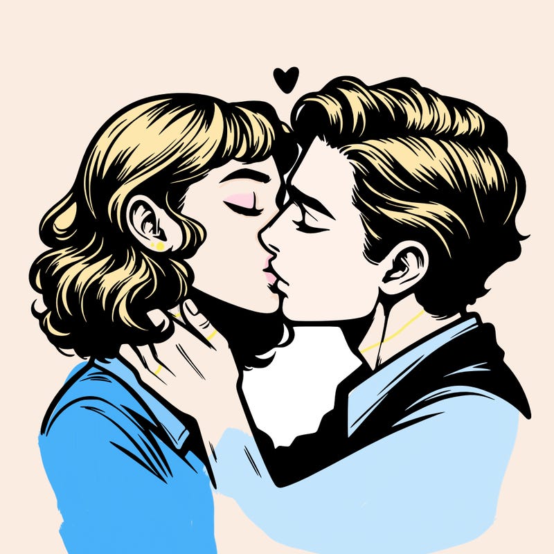 kiss between two people realistic
