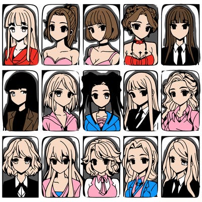 girls that look diffrent anime