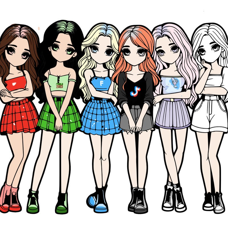 a group of girls realistic