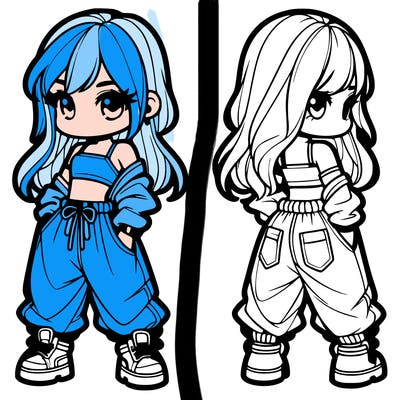 girl in crop top and baggy pants