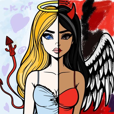 devil vs angel realistic girl