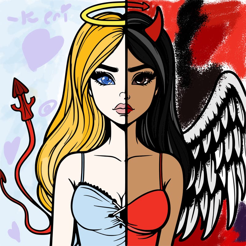 devil vs angel realistic girl