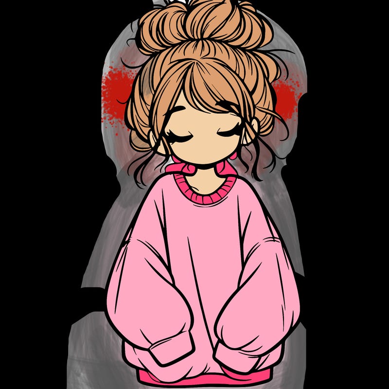 girl with baggy sweatshirt and messy bun