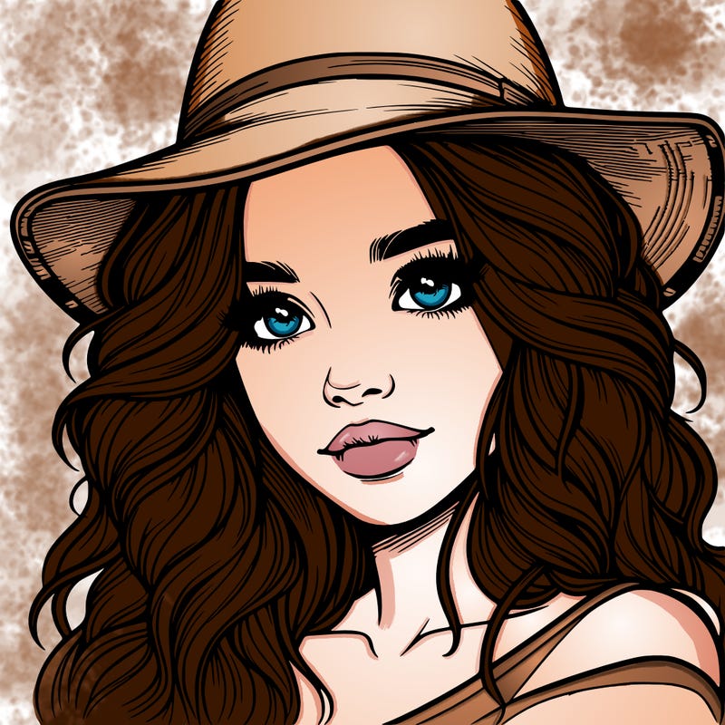 realistic girl with hat