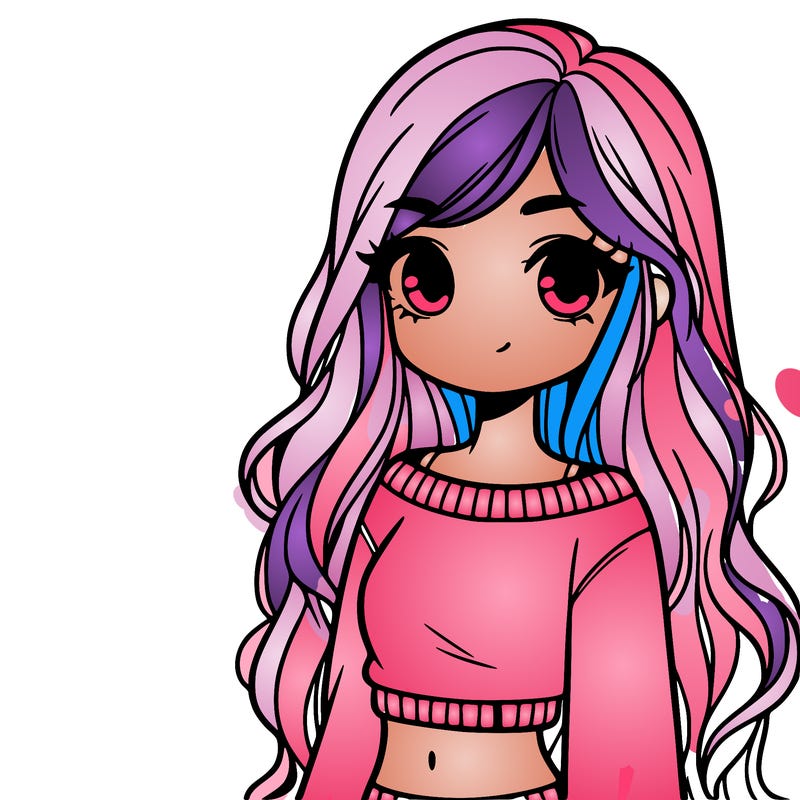 girl with long hair and a crop top with a sweater