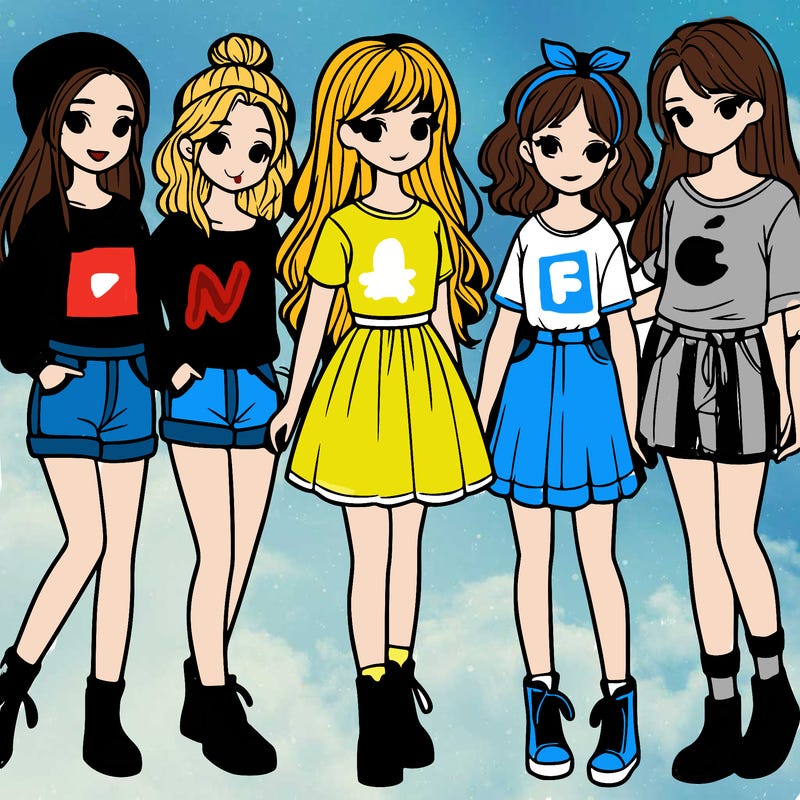 a group of five girls