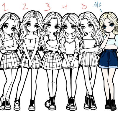 a group of girls realistic