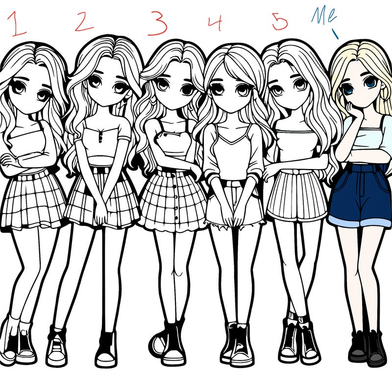 a group of girls realistic