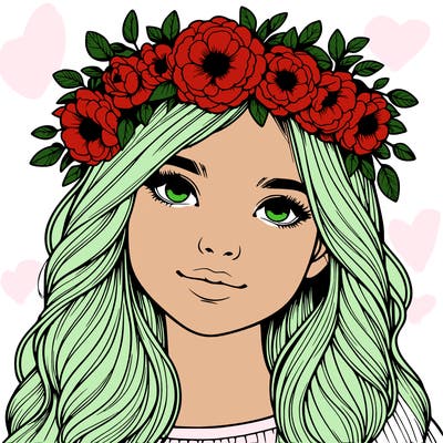 realistic girl with flower crown