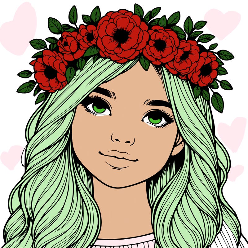 realistic girl with flower crown