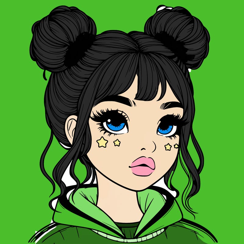 realistic girl with space buns