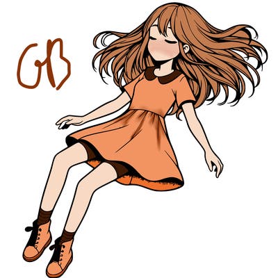 realistic girl floating