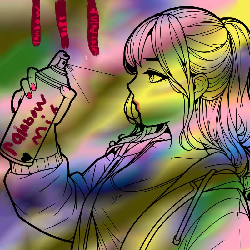 a realistic girl spray, painting