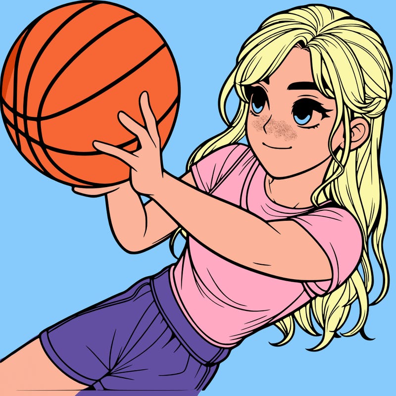 realistic girl playing basketball