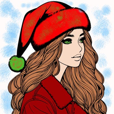realistic girl in santa hat