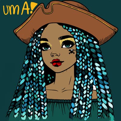 realistic girl with box braids and i realistic pirate hat