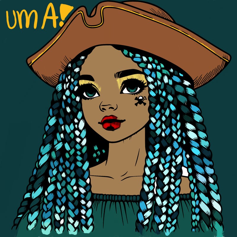 realistic girl with box braids and i realistic pirate hat