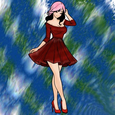 realistic woman in a short dress
