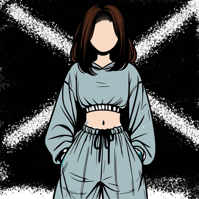 realistic girl faceless with baggy pants and a crop top