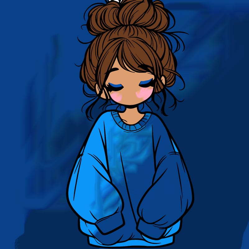 girl with baggy sweatshirt and messy bun