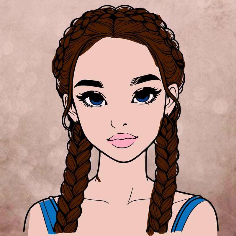 realistic girl with braids