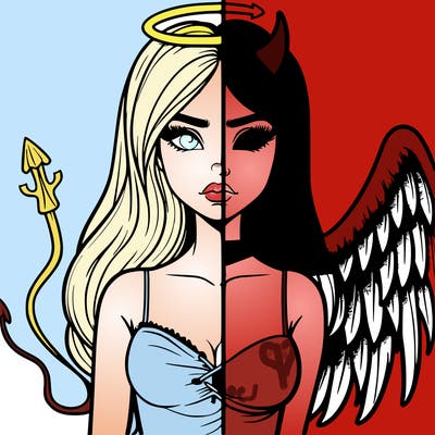 devil vs angel realistic girl