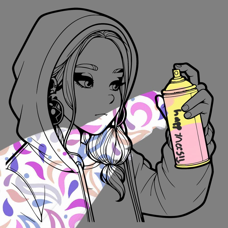 a realistic girl, spray painting