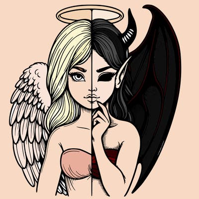 realistic angel half demon