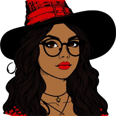 a witch with glasses realistic