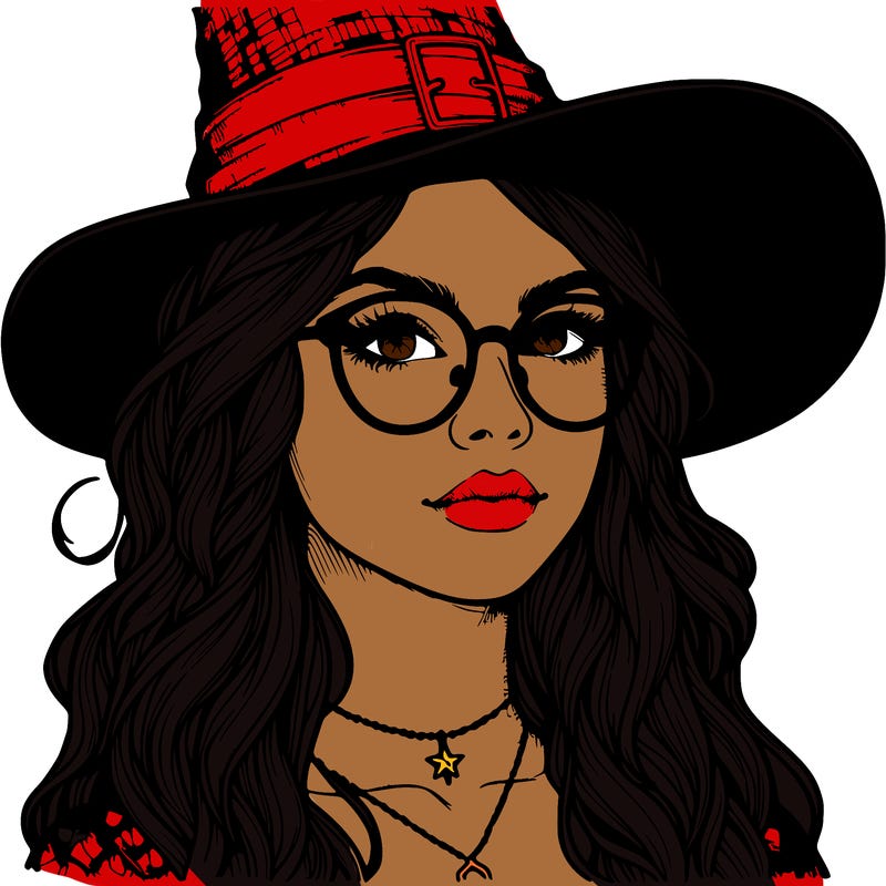 a witch with glasses realistic