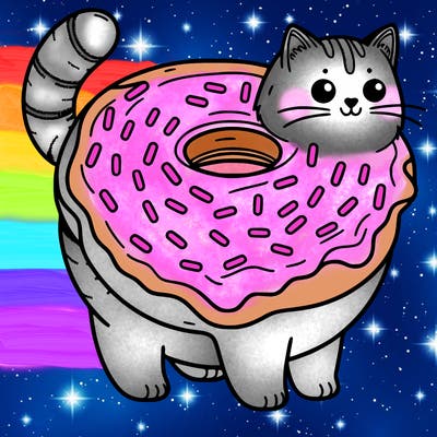 cat turned into donut
