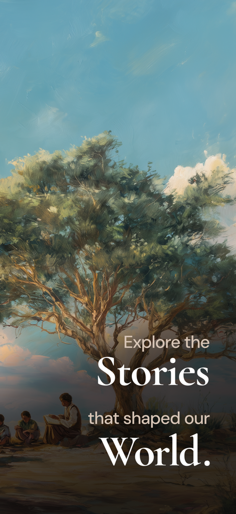 Archives - Islamic History - Una ilustración artística de estudiantes leyendo bajo un gran árbol con el texto Explora las historias que moldearon nuestro mundo.