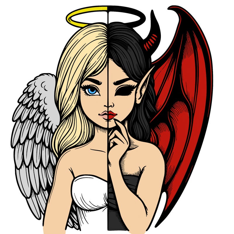 realistic angel half demon