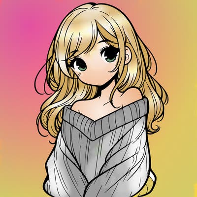 shy pretty girl wearing a sweater that is falling off one shoulder portrait