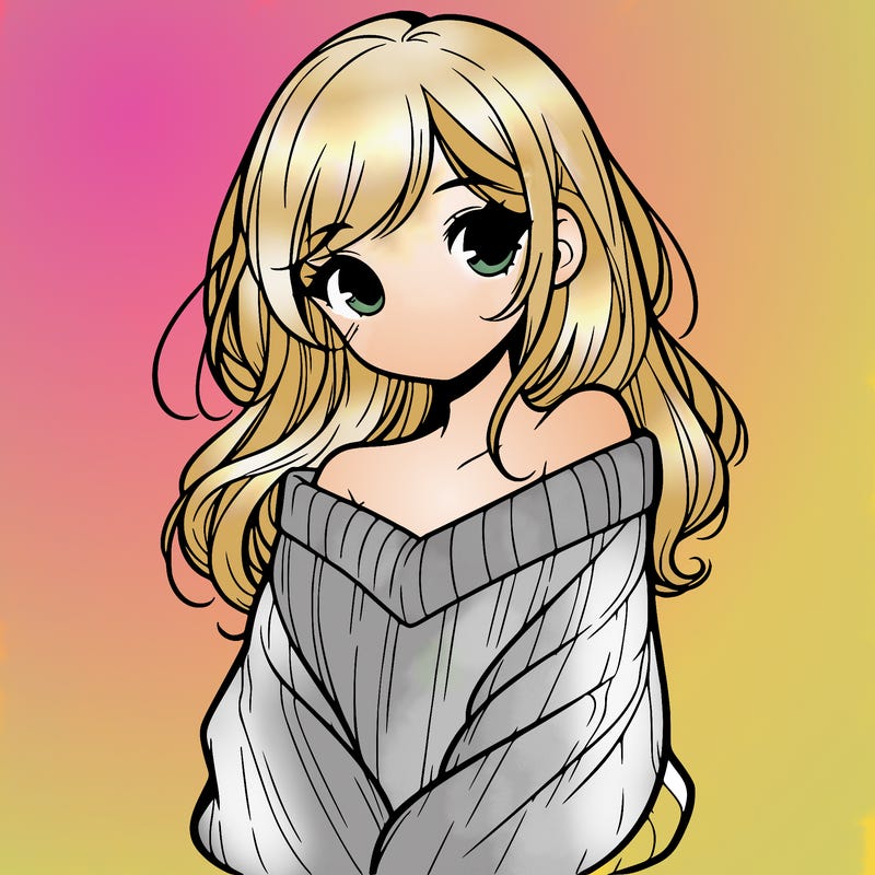 shy pretty girl wearing a sweater that is falling off one shoulder portrait