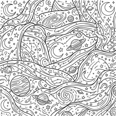 Dive into a universe of creativity with this enchanting coloring page, depicting cozy blankets adorned with intricate celestial patterns. Explore a delightful array of stars, moons, and planets, ready for your personal touch.