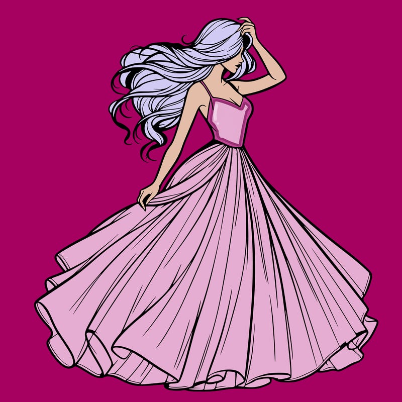 realistic woman with dress flowing in the wind