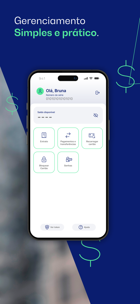 Dashboard of the Rendimentopay app displaying features for balance monitoring, transfers, and card blocking
