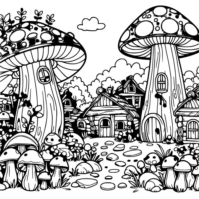 mushroom village forest