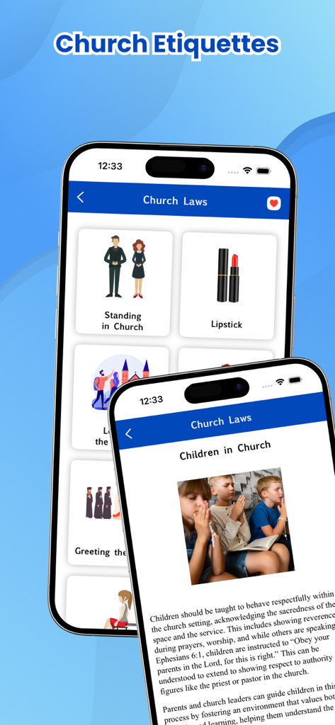 Screenshot of the Nepali Holy Bible app displaying the Church Etiquettes and Church Laws section