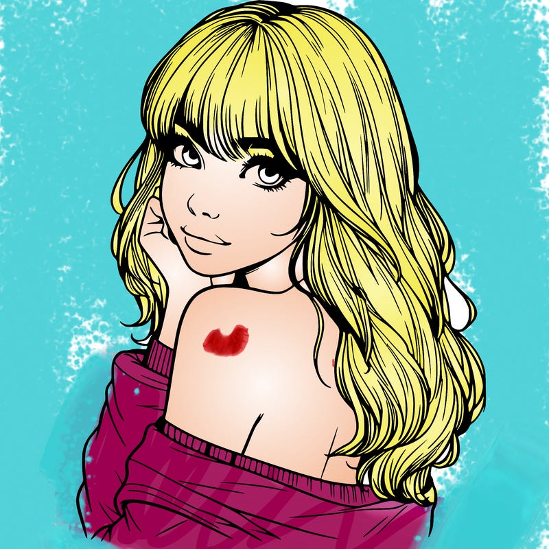 realistic girl with bangs looking over her shoulder