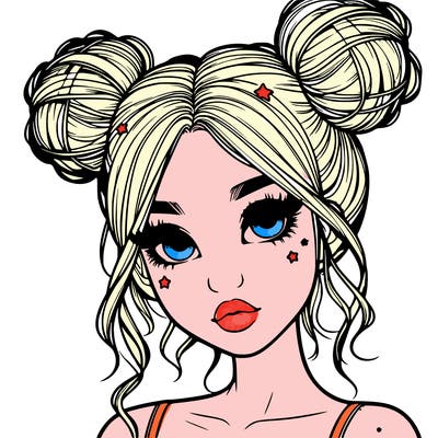 realistic girl with space buns