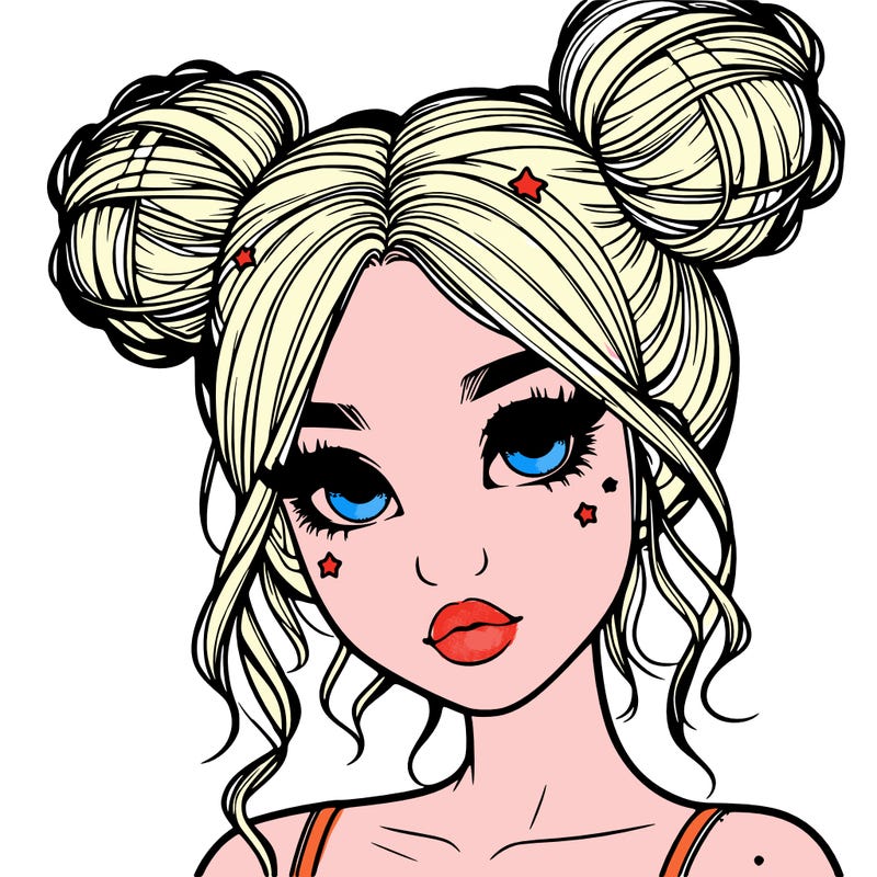 realistic girl with space buns