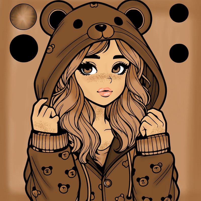 realistic girl in a animal pjs hoodie