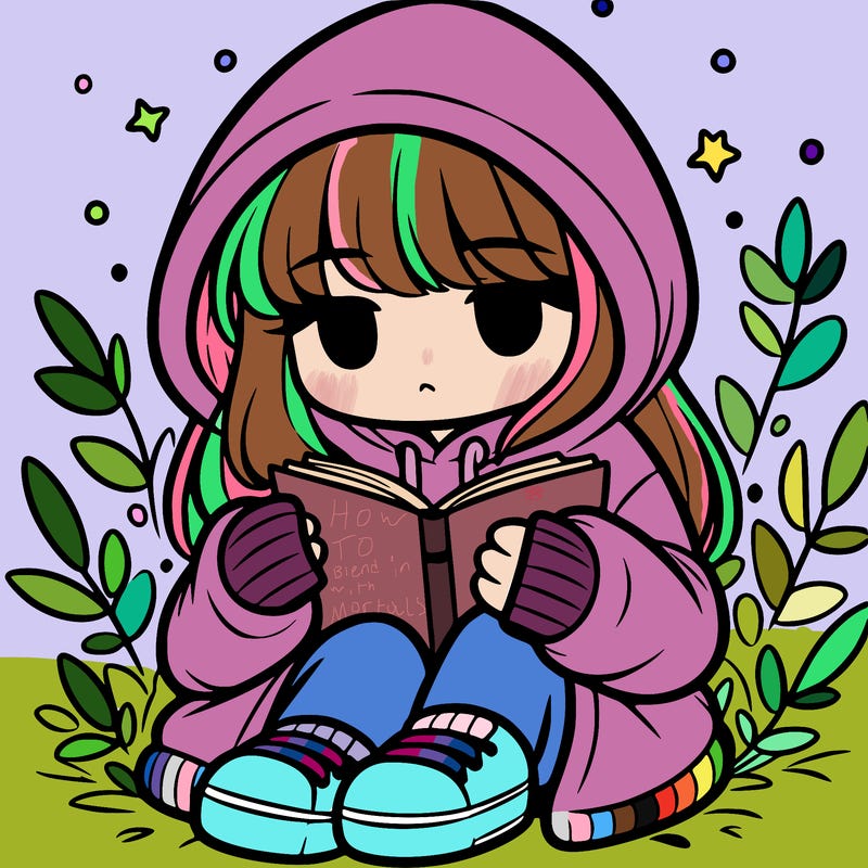 girl in oversized hoodie reading a book
