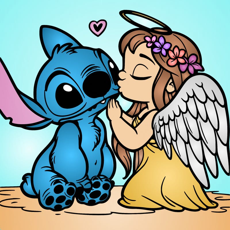 stitch kissing angel from lilo and stitch