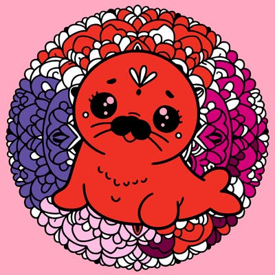 a cute baby seal mandala