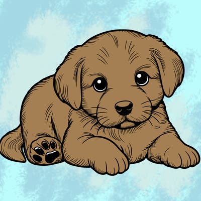 a cute realistic puppy